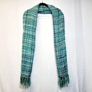 Green & Aqua Tweed Style Scarf